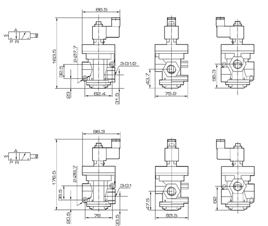G1/2" Poppet Solenoid Valve Two Position Three Way For Pneumatic Brake System