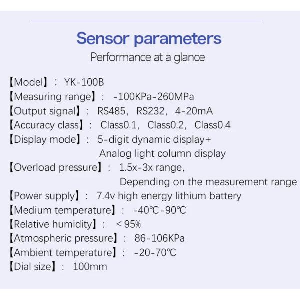 Yunyi High Precision 0.2/0.5% Stainless Steel Digital Pressure Gauge