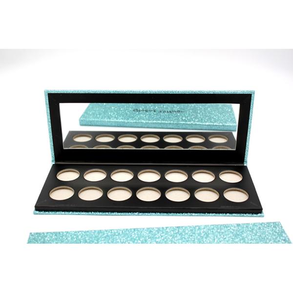 14 Pans Eye Shadow Case 27mm Glitter Paper Eyeshadow Palette With Mirror