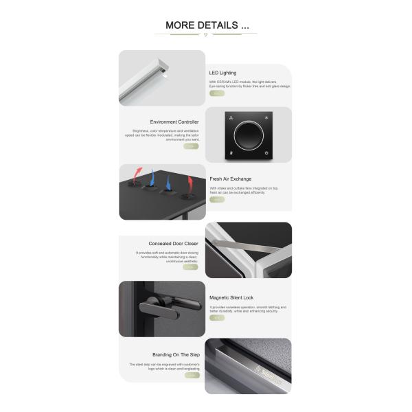 6 Person Capacity Silent Booth with Aluminum+Steel Frame and Modern Design for Office and Studio