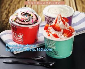 A series of custom logo printed double PE coated icecream paper cup with lid from Wuhan manufacturer bagplastics bagease