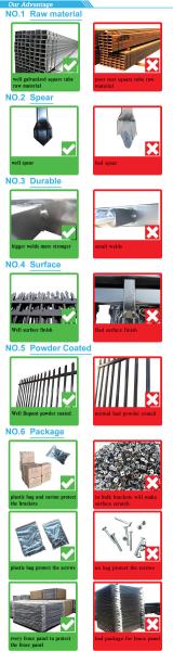 Picket Top 1.2m Height Powder Coated Wrought Iron Fence For Ornamental