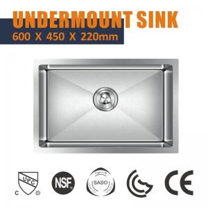 China 60x45 16 Gauge Stainless Steel Undermount Single Bowl Kitchen Sinks on sale