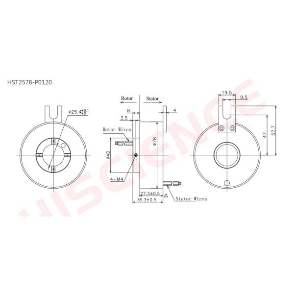 0℃~+160℃ Rotary Joints Through hole Slip Rings For Semiconductor Manufacturing Battery production Static discharge