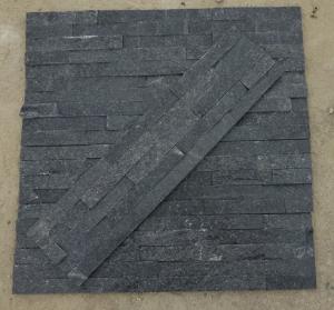 China 60x15cm Black Quartzite Stacked Stone Veneer Panels on sale