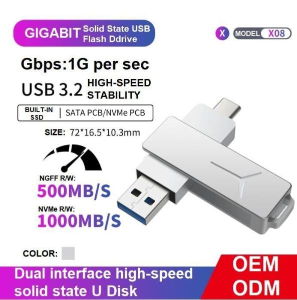 Cheap                    Dual Interface High-Speed Solid State U Disk Nvme Interface SATA PCB Gigabit Solid State USB Flash Drive              for sale