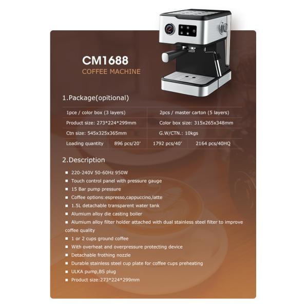 15 Bar Espresso Machine Coffee Machine Cappuccino Espresso Coffee With Milk