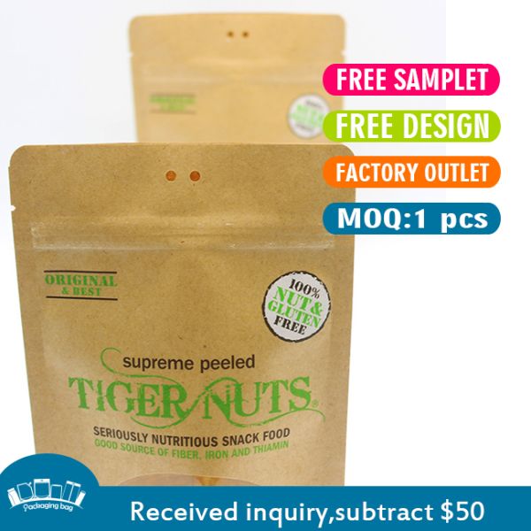 Food Packaging Reusable Biodegradable Stand Up Pouches Waterproof 8 Side Seal