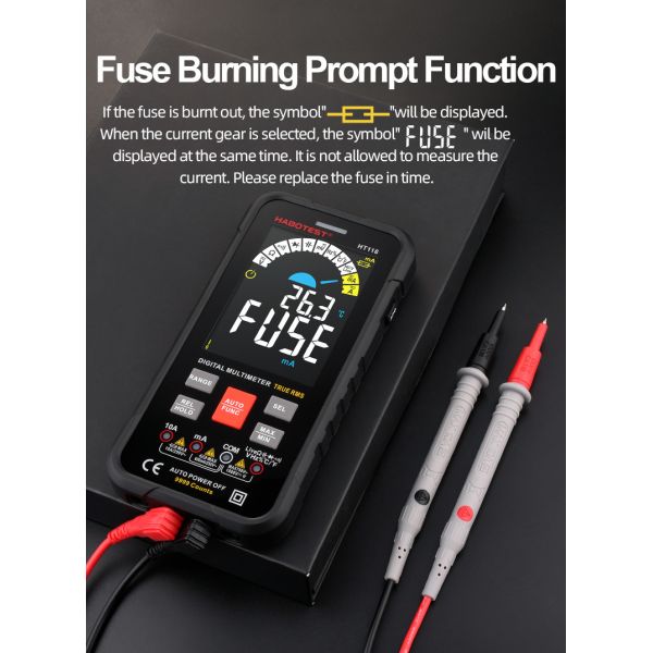 HT116 Digital Multimeter 9999 Counts Auto Range 1000V 10A Tester Meter Ohm Hz Capacitance True RMS Smart Multitester