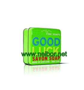 China square shape soap tin box soap holder with embossing texts on sale