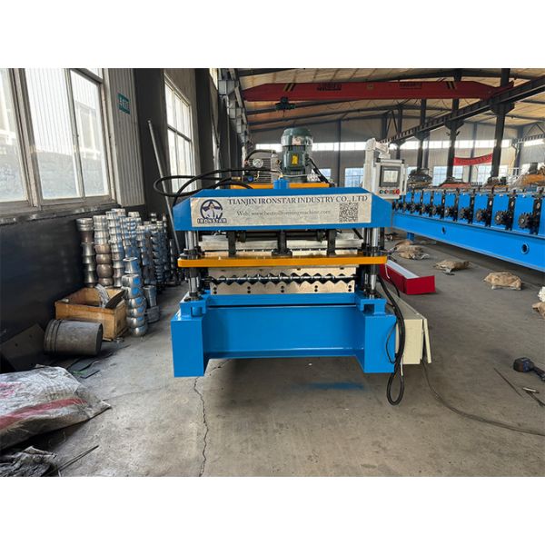 762mm 0.12-0.4mm corrugated roll forming machine in Indonesia Raw material: GI (Galvanized Steel ) material G550