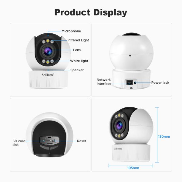 Hot selling Wifi PTZ Camera 360 Degree Panoramic 4MP 5X Wireless Infrared Smart Home Security