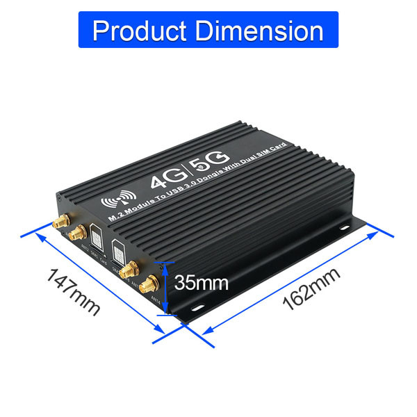 Black NGFF To USB Adapter With Cooler Fan Dual SIM Card Slot Auxiliary Power