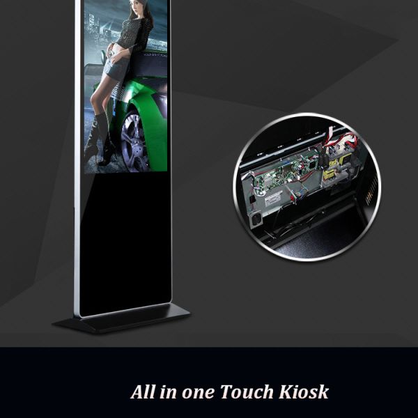 High Brightness Touch Screen Monitor Floor Stand , Digital Advertising Displays 43 - 65 Inch