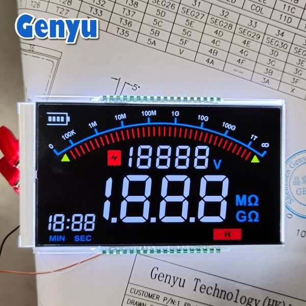 Custom LCD Display Module 8 Digit 7 Segment Display with Black Background LCD Size TN VA Black Monochrome LCD Screen