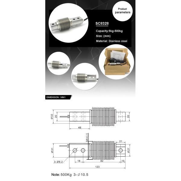 Metal Bellow Load Cell 40Kg Weight Sensor For Conveyor Belt