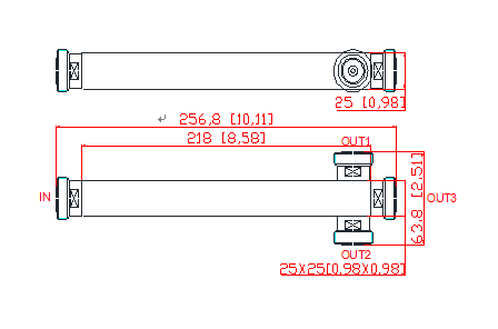 550/698-4000MHz DIN Female Low PIM -165dbc 3 Way Reactive Power Splitter For DAS IBS