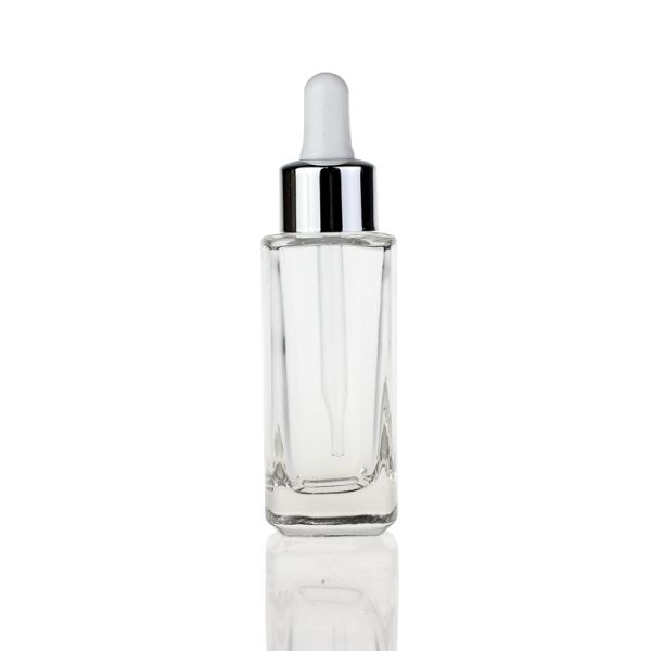 Wholesale 35 Ml Clear Glass Serum Bottles Square Essence Bottles With Good Price S014