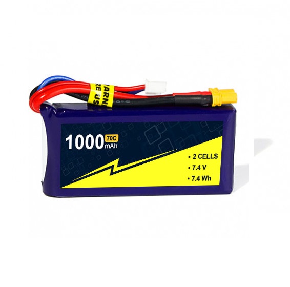 7.4V 2s Lipo Battery 1000mah RC Aircraft Batteries 70~140C With W/XT-30