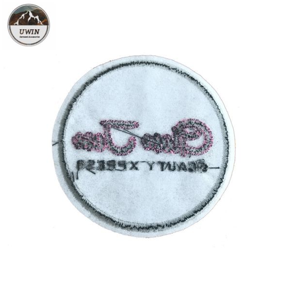 Custom Logo Iron On Embroidered Patches Circle Shape Fashion For Handbag / Clothing