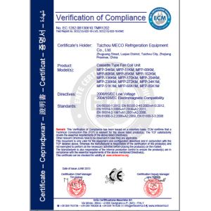 Taizhou MECO Refrigeration Equipment Co.,Ltd Certifications
