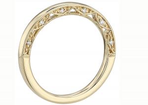 Best 0.12ct Tiny 14K Yellow Gold Jewelry , Yellow Gold Diamond Wedding Bands EX Cut ODM wholesale