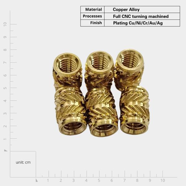 Cheap M2 M3 M4 M5 M6 M8 Brass Threaded Insert Nut Knurled Inserts Nut for CNC Turning Heat Staking for sale