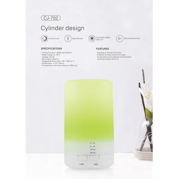 USB Electric Ultrasonic 70ML Car Aromatherapy Diffuser