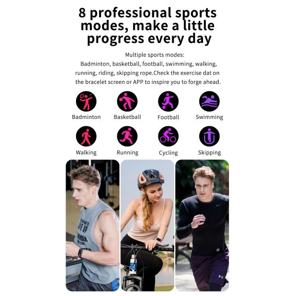 1.45 inch Bluetooth Fitness Bracelet Calories Burned Distance Calculation 145mAh