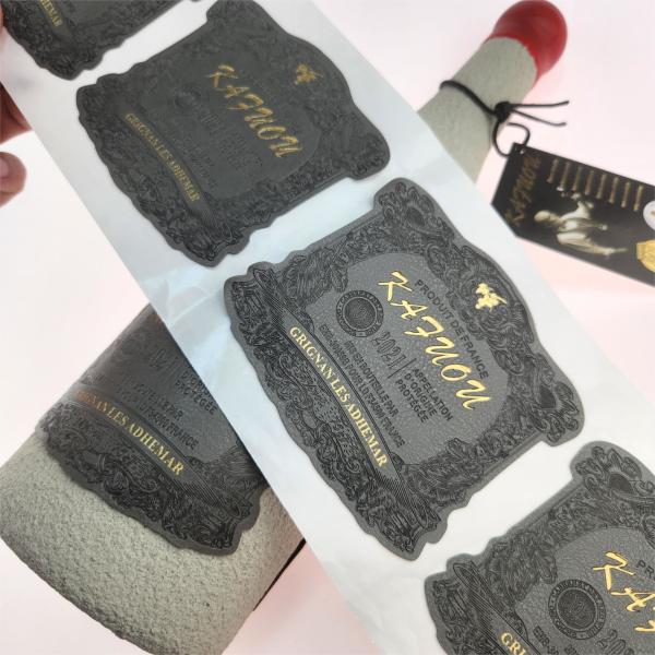 Embossed Custom PU Leather Labels Gold Foil OEM Handmade Tags Leather For Wine Bottles