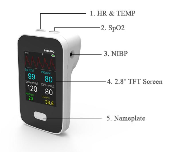 Bluetooth Multi Parameters Handheld ECG,NIBP,Spo2 Vital Signs Monitor For ICU