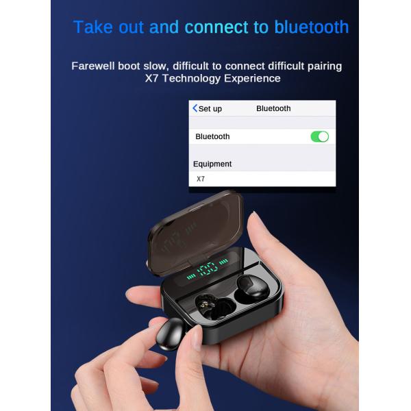 Tws 5.0 Bluetooth Earphone Ipx7 Wireless Headphone 6D Stereo HiFi Wireless Earbus Gaming Headset (with Microphone Power Bank)