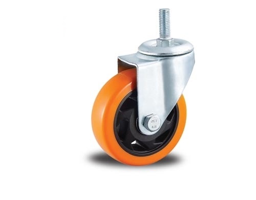 medium duty 3" swivel orange color PU caster double ball bearing , Rueda,