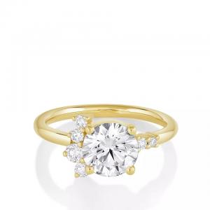 Best round diamond setting engagement ring 14K Solid Gold real diamond rings for engagement women wholesale