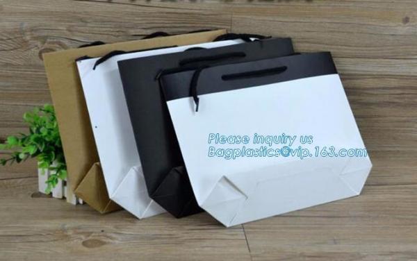 Fancy Customized Brown Kraft Paper Shopping Bag With Logo,Customized White And Black Printed Paper Shopping Bag Package