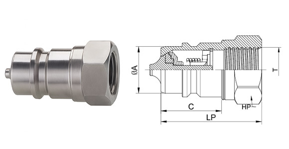 1 Inch Close Type ISO Quick Coupler , Stainless Steel Couplings Quick Release