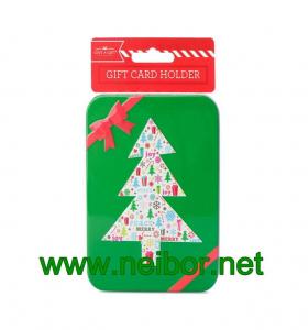 Best Rectangular shape tin gift card holder with hanging card bag wholesale