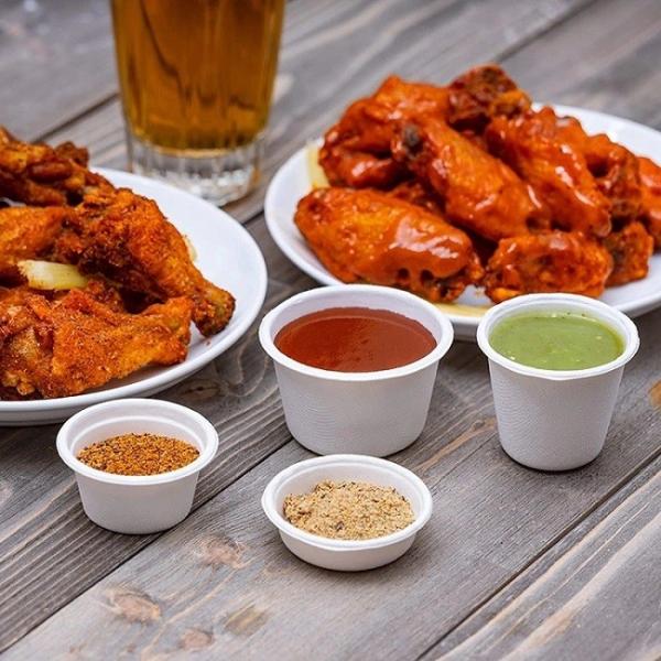 White Disposable Sauce Biodegradable Sugarcane Bagasse Cup Lid 2oz