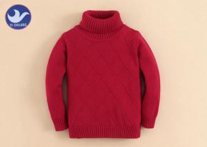 China High Turtle Neck Girls Pullover Sweaters Diamond Knit Pattern Custom Kid Jumper on sale