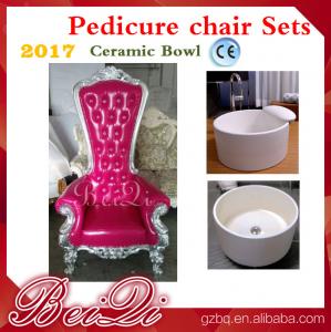 Best 2017 hot sale king throne pedicure chair with round pedicure bowl , Pink spa pedicure chairs for sale wholesale