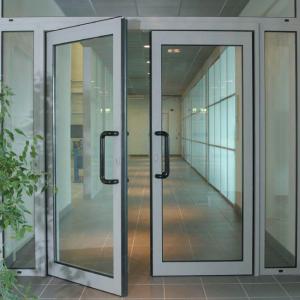 China Apartment Aluminum Double Swing Door , Frosted Glass Swing Door Electrophoresis on sale