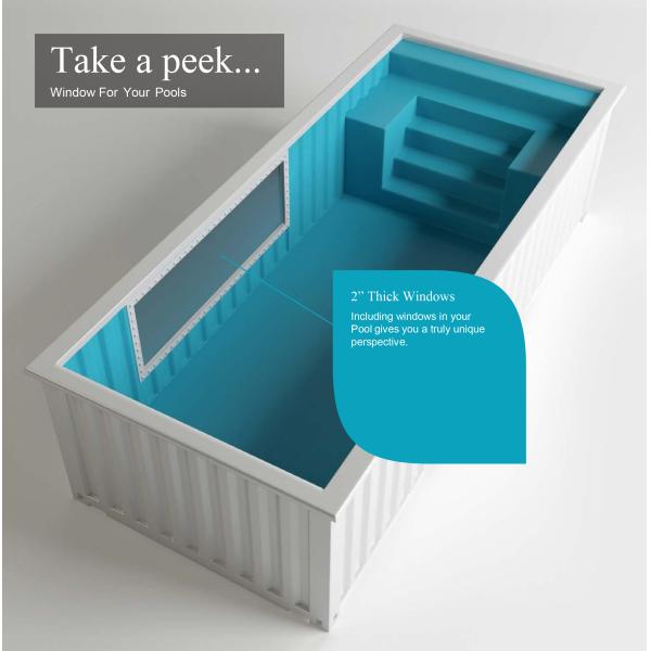 Outdoor Customized Color 20' 40' Shipping Container Swimming Pool With 2" Thick Window and Steel Stair
