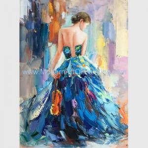 Best Palettle Knife Female Oil Painting Colorful Woman Abstract Canvas Art wholesale