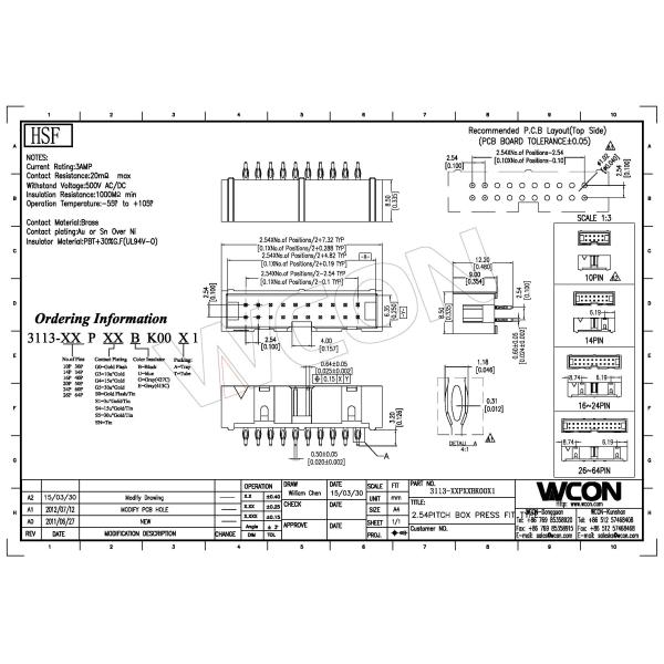 Press Fit Type Box Header Connector 2.54mm Pitch Straight PBT Black ROHS UL94V-0