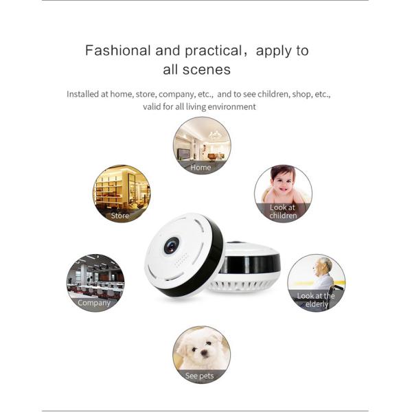 24 Hours Video 360 Degree Panoramic IP Camera / Indoor 360 Surveillance Camera