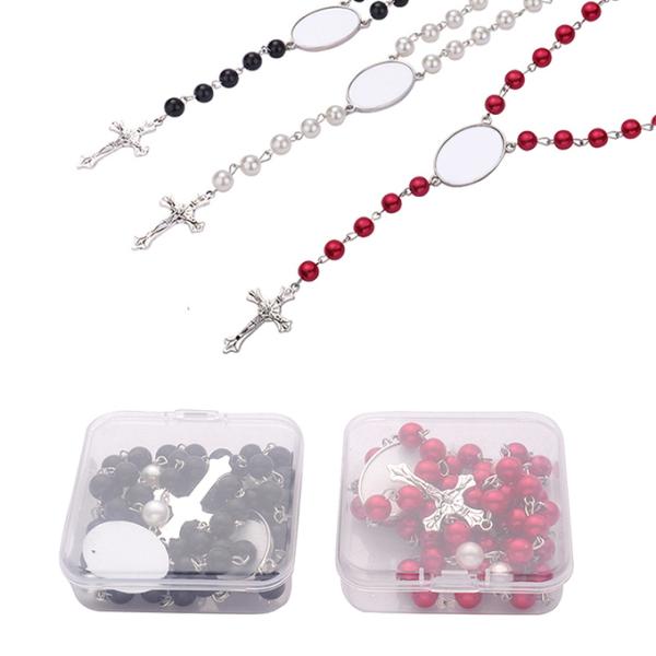 DIY Photo Insert Sublimation Rosary Beads Necklace Custom Rosary Necklace