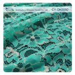 Green Metallic Guipure Lace Fabric , Nylon Cotton Fabric Flower Lace