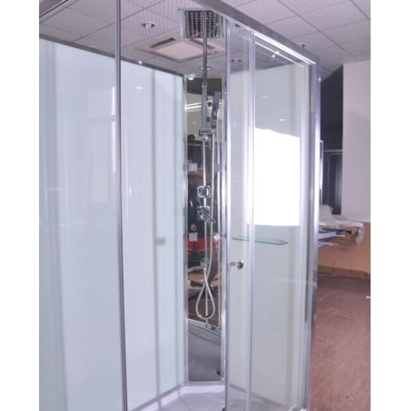 White ABS Tray Chrome Profiles Rectangular Shower Cabins 1200 X 800 X 2250 mm