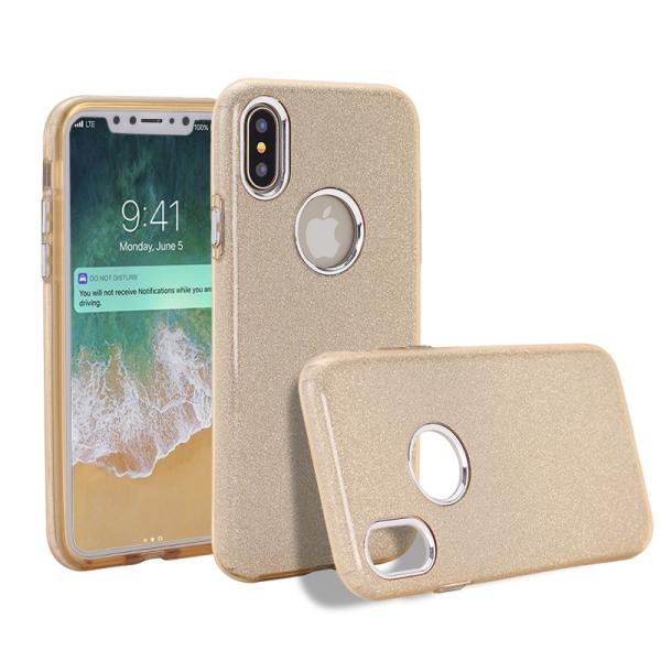 New design 3 in 1 soft tpu hard pc paper bling bling phone case for iphone x glitter case