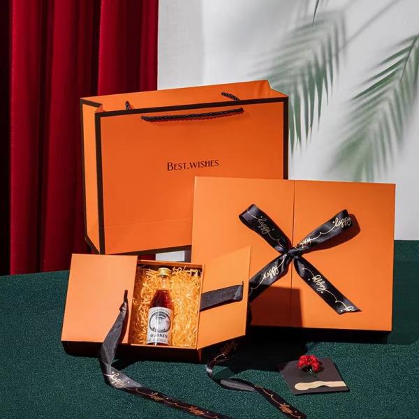 ISO9001 Folding Double Door Gift Box 1200-1400gsm Wedding Cardboard Box